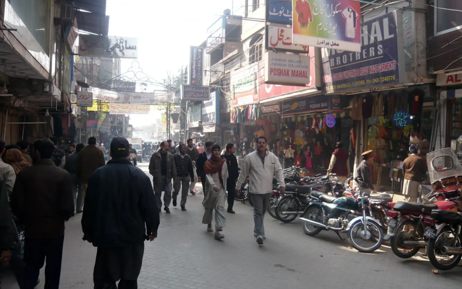 A crowded market street in Anarkali, Lahore
