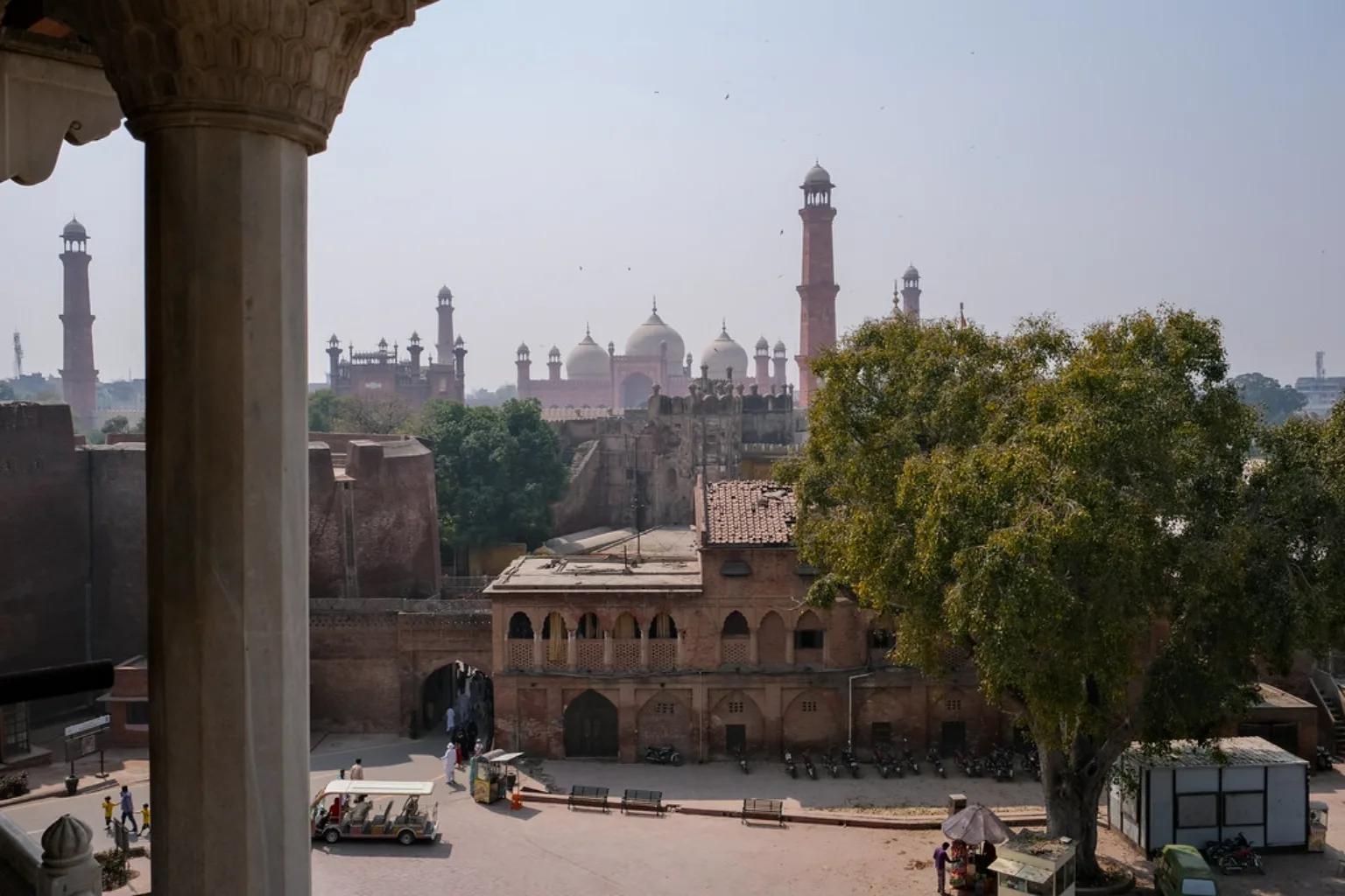 The Badshahi Mosque seen across the rooftops of Lahore's walled city
