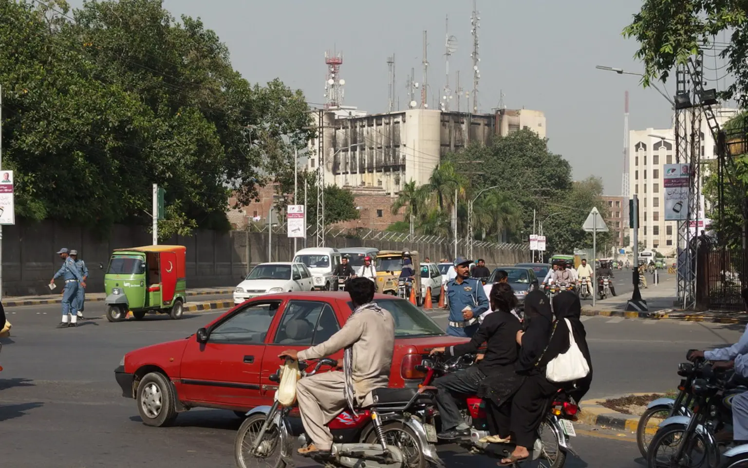 Traffic and motorbikes on Mall Road, Lahore