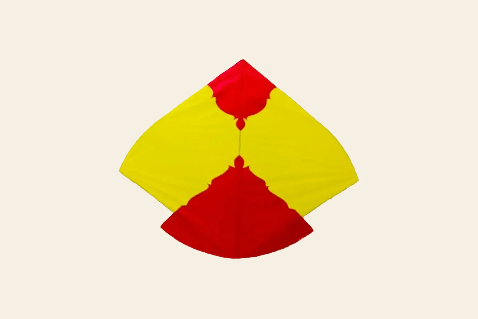 1 tawa gudda kite — yellow and red paper with taj motifs