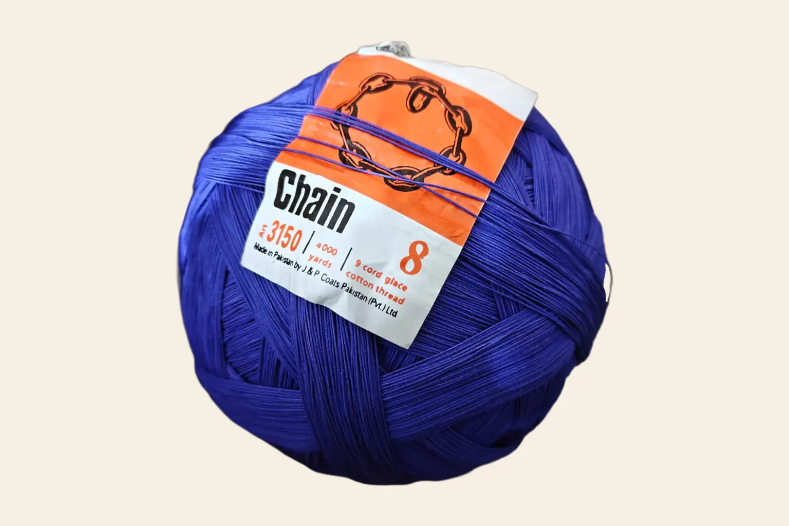8 Chain pinna ball in blue — genuine Chain 8 labelled 9-cord cotton thread